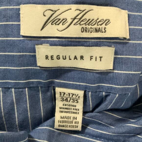 Van Heusen Originals Button Down Shirts Men Size 17/17.5 Pinstripe Casual Formal - Picture 6 of 7